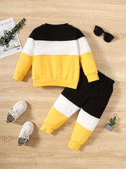 Baby Boy's Cotton Casual Set Patchwork Top & Trousers
