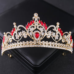 Vintage Golden Floral Bridal Crown Tiara Rhinestone
