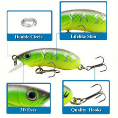 5pcs 8g Long Casting Minnow Lure Slow Sinking Artificial Bait