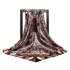 Paisley Printed Large Square Scarf Silk Satin Bandana Hair Wrap Neck Scarf