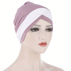 Block Cross Turban Casual Beanies Head Scarf Ramadan Head Wrap Lightweight