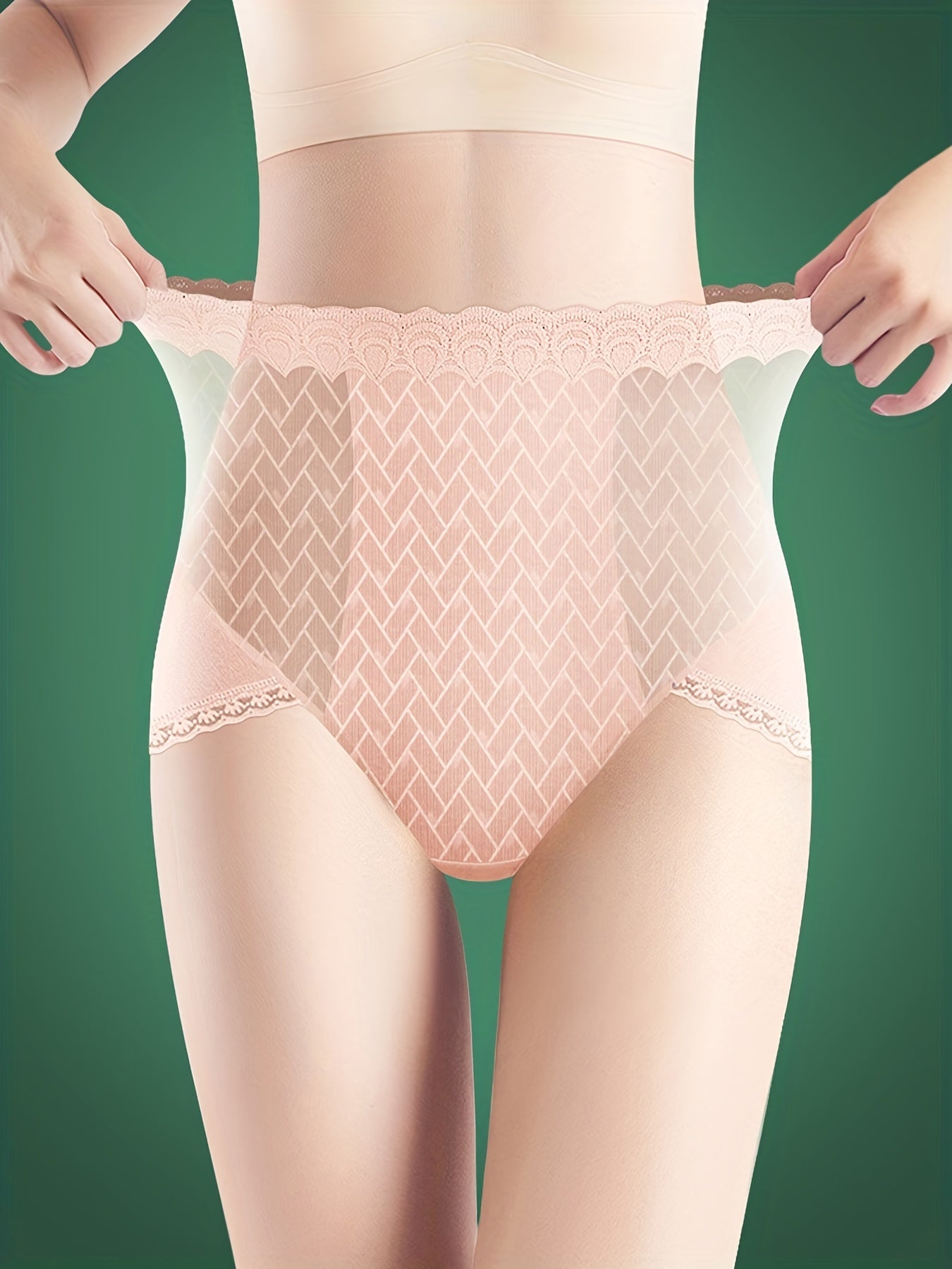 Geometric Pattern Mesh Briefs Comfy & Breathable Intimates Panties