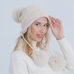 Women's Thermal Knit Cap Winter Beanie with Ear Protection
