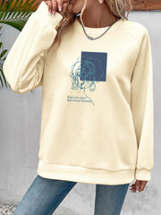 Graphic Print Sweatshirt Casual Long Sleeve Crew Neck for Spring/Fall