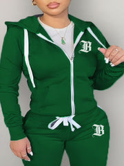 Casual Outfits Set Women's Plus Hooded Sweatshirt & Jogger Pants Set