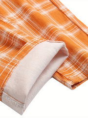 Men's Plaid Cotton Trousers Casual Pants