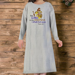 Women's Plus Size Cartoon Print Long Sleeve Round Neck Tee Nightdress