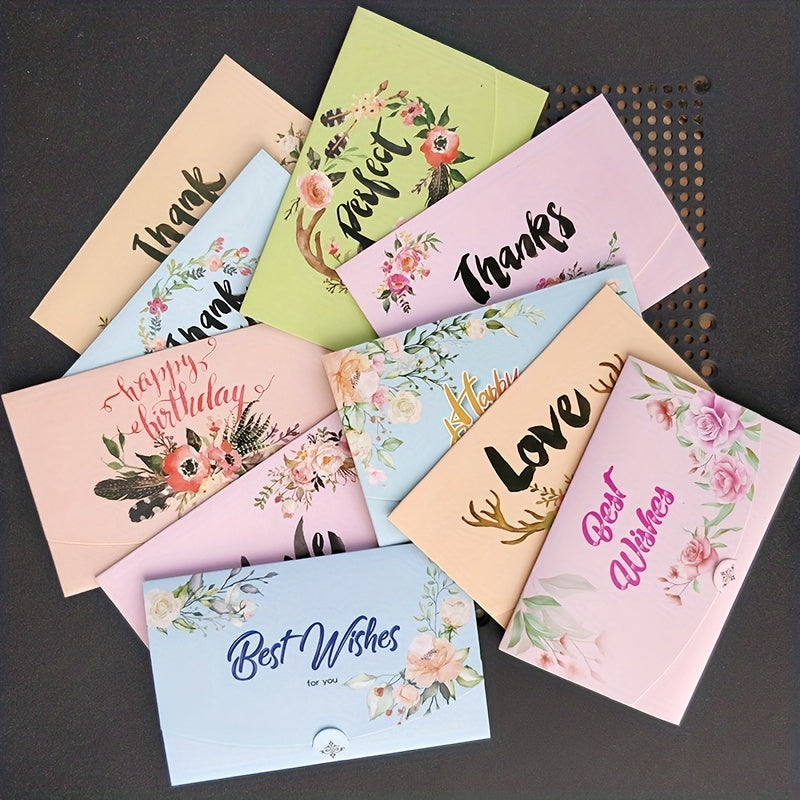 10pcs Anime Blessing Words Greeting Card Birthday Thank You Holiday Gift