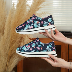 Women's Graffiti Print Thick Bottom Sports Shoes Comfortable Lace Up Sneakers