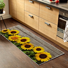 Sunflower Kitchen Rug Absorbent Non Slip Stain Resistant Waterproof Mat