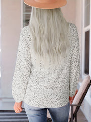 Leopard Print Lantern Sleeve Blouse