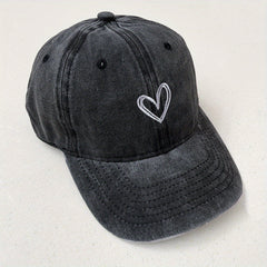 Love Embroidery Washed Cap Soft Top Vintage Baseball Cap