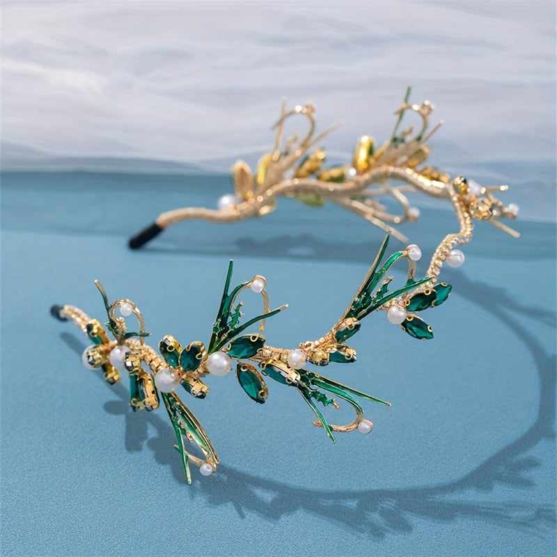 Green Rhinestone Crystal Princess Hair Hoop for Girls