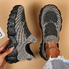 Women's Knitted Slip on Sneakers Lightweight Flying Woven Sports Shoes