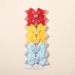 6pcs Glitter Bow Hair Clips for Baby Girls