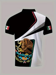 MEXICO Eagle And Snake Pattern Short Sleeve Shirt