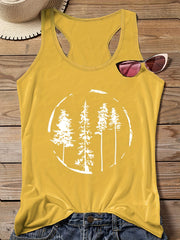 Tree Print Round Neck Vest Top Women's Plus