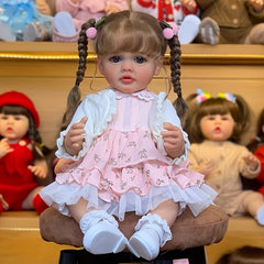 22" Realistic Vinyl Betty Reborn Doll, Hand Implanted Hair