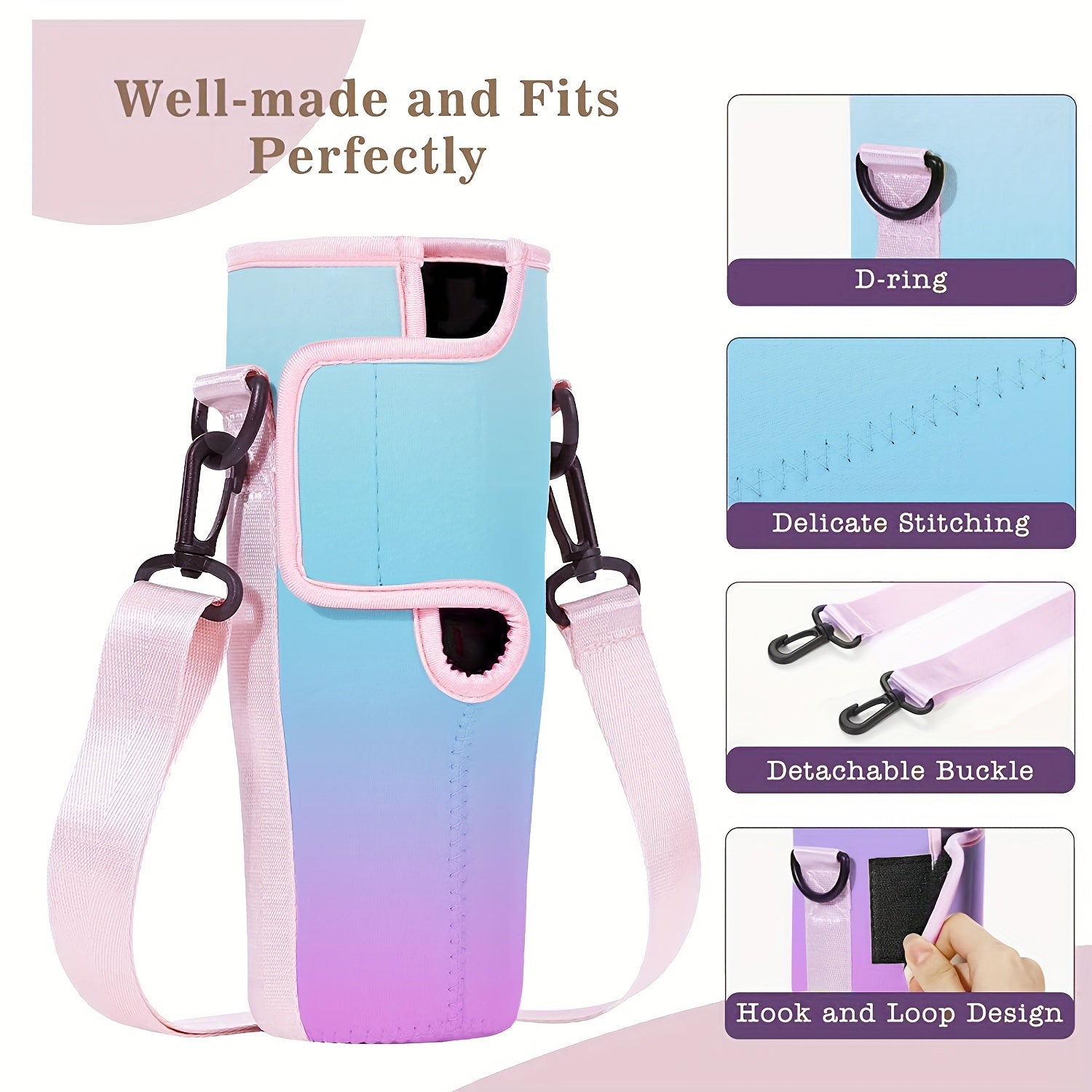 Water Bottle Cover Insulator Sleeve with Strap for Outdoor Sports