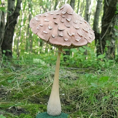 Hand Carved Mushroom Statue for Patio or Garden Decor