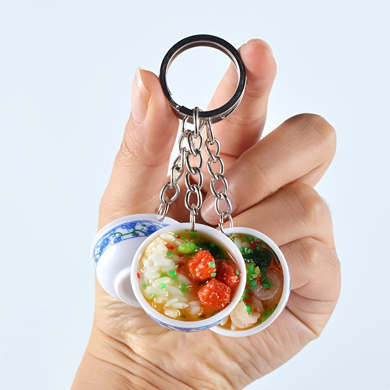 3pcs Chinese Style Bowl Model Keychain Keyring Pendant