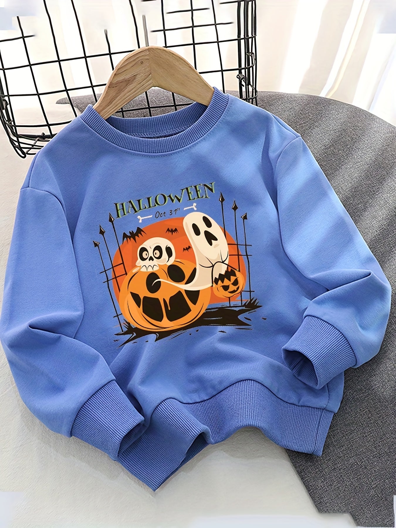 Halloween Pumpkin Lantern Print Boys Sweatshirt