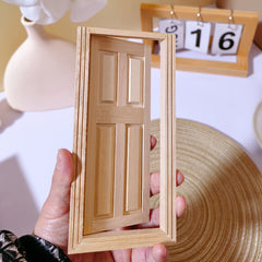 1/12 Doll House Door BJD OB11 Marigo Home Accessories Wooden w/ Golden Handles