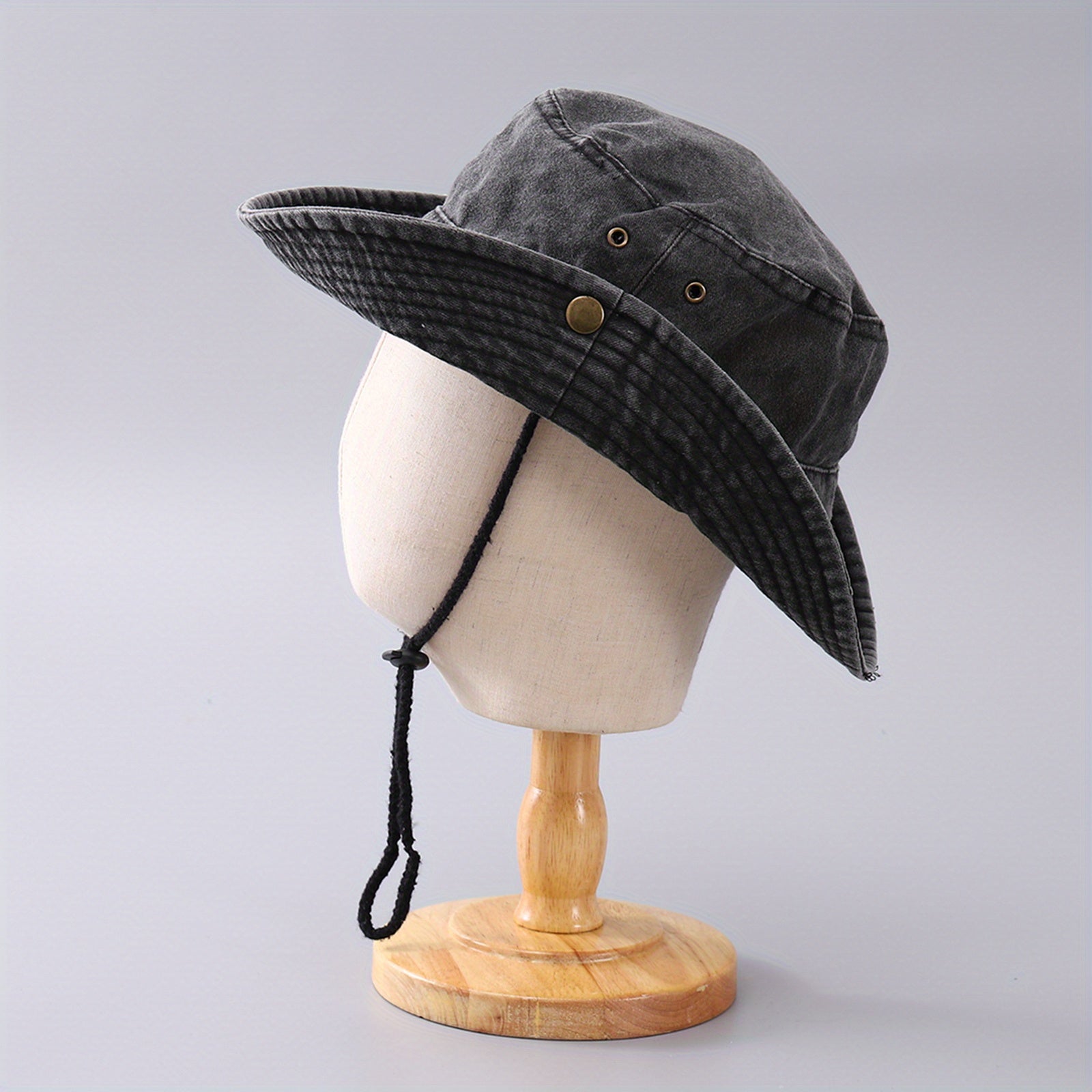 Cowboy Bucket Hat Button Style Double-sided Wear Mountaineering Cycling Hat