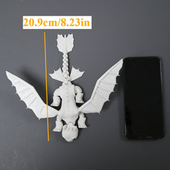 3D Printed Dragon Statue Pink Plastic Decor with Green Eyes