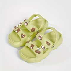 Women's Platform Slide Sandals Round Toe Flat Shoes