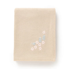 Soft Knitted Baby Blanket Acrylic Jacquard Floral Embroidery Beige