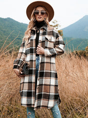 Long Sleeve Plaid Shirt Jacket for Women