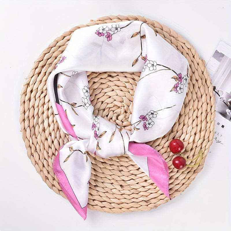 Flower Print Bandana Classic Silk Square Scarf Necke...
