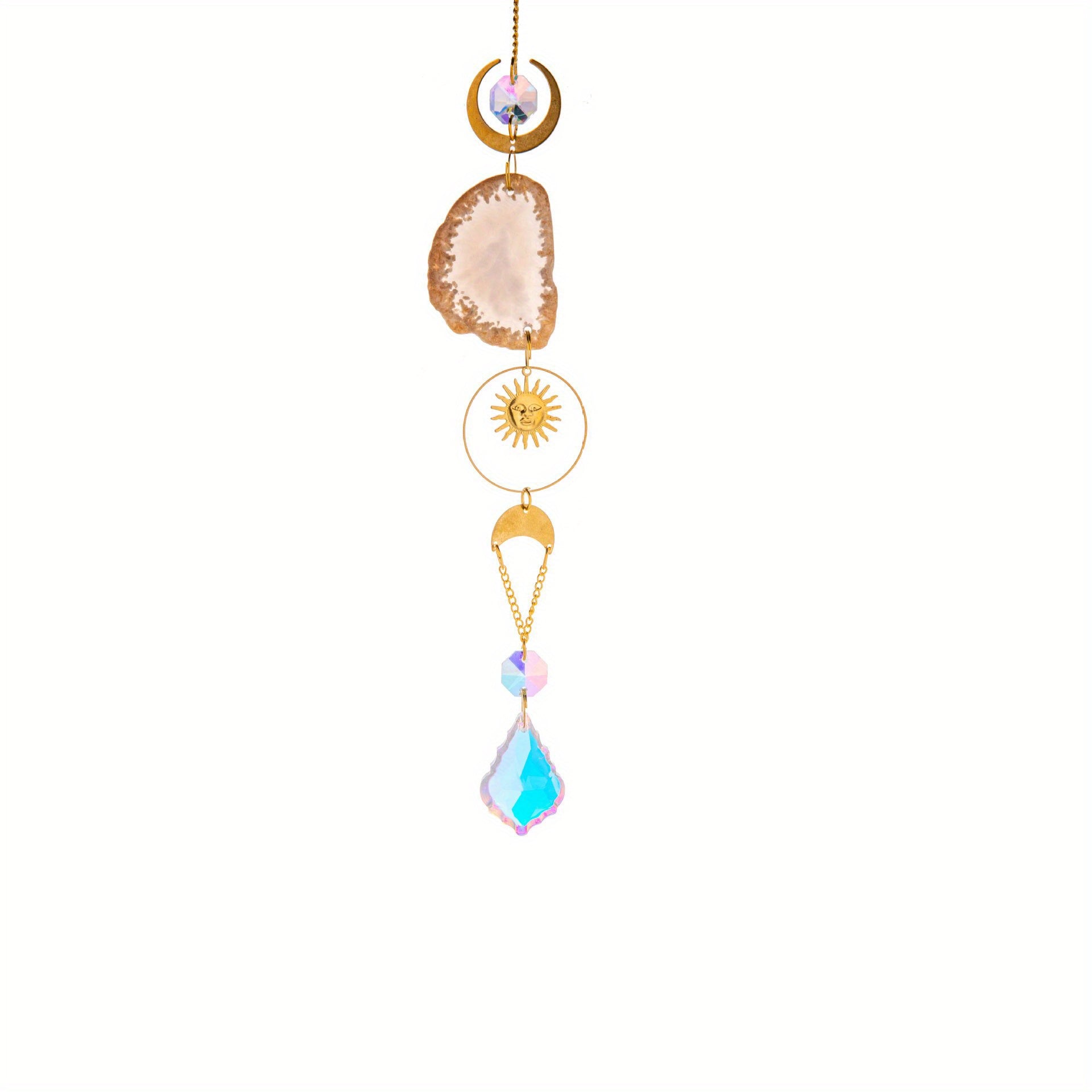 6pcs Agate Slice Suncatchers Crystal Prisms Wind Chimes Ornaments