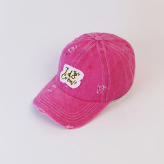 Vintage Embroidered Baseball Cap Ripped Washed Curved Edge Hat