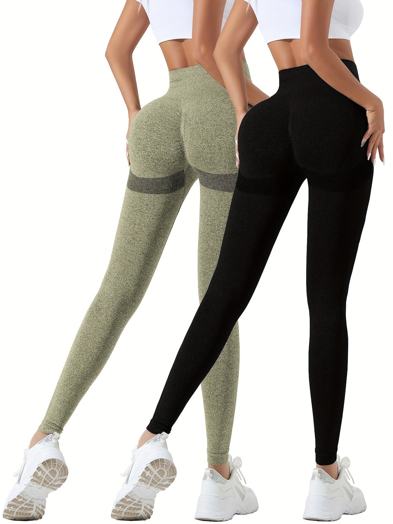 2pcs High Stretch Yoga Pants Tummy Control Leggings Women's Activewear