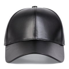 Men's PU Leather Baseball Cap Adjustable Sun Hat Hip Hop Trucker Hat