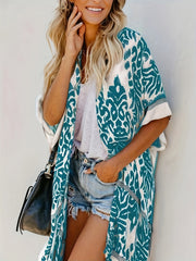 Pom Pom Decor Trim Cover Up Cardigan Batwing Sleeve Beach Cover Up