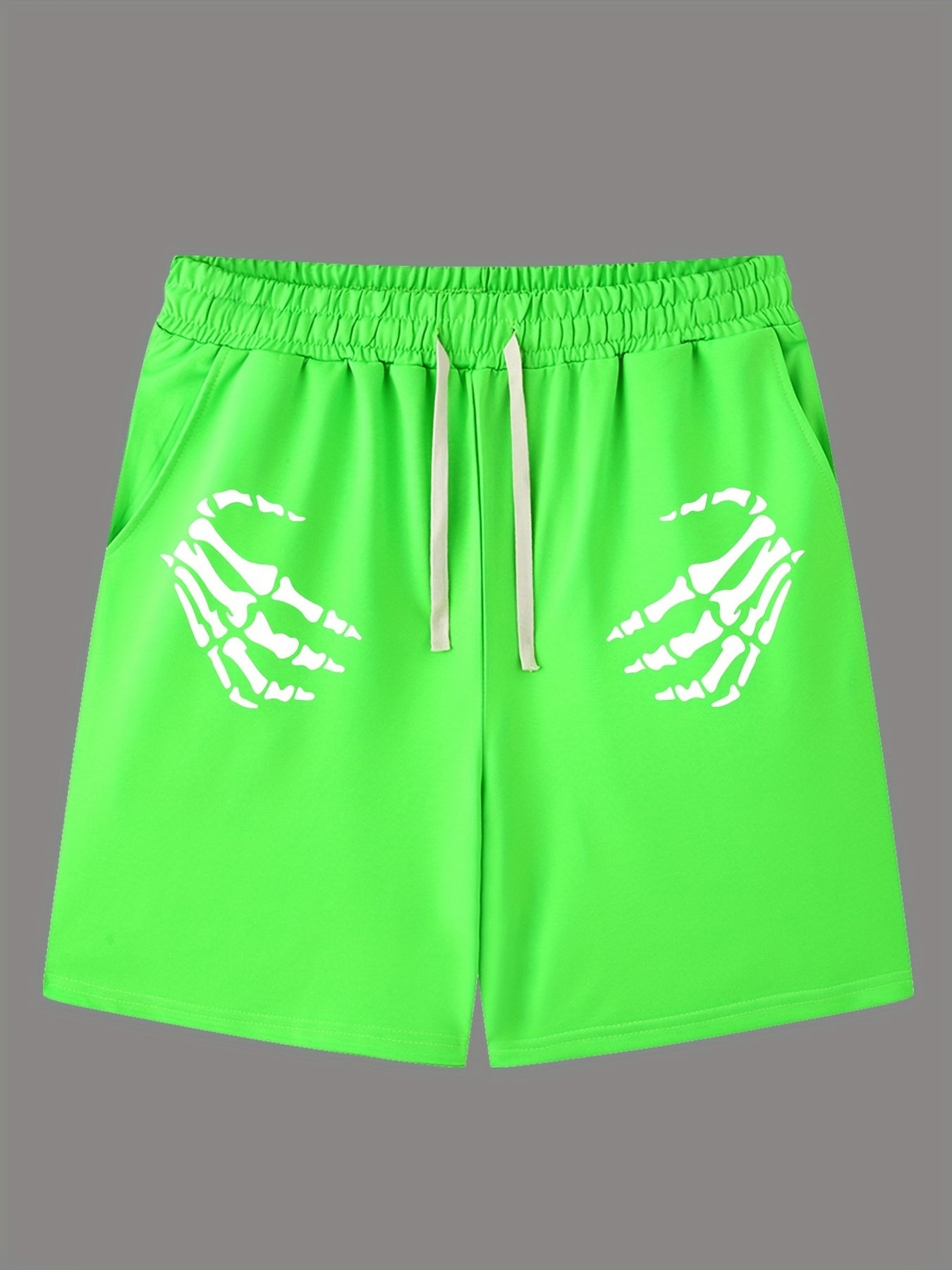 Hand Pattern Active Shorts with Drawstring