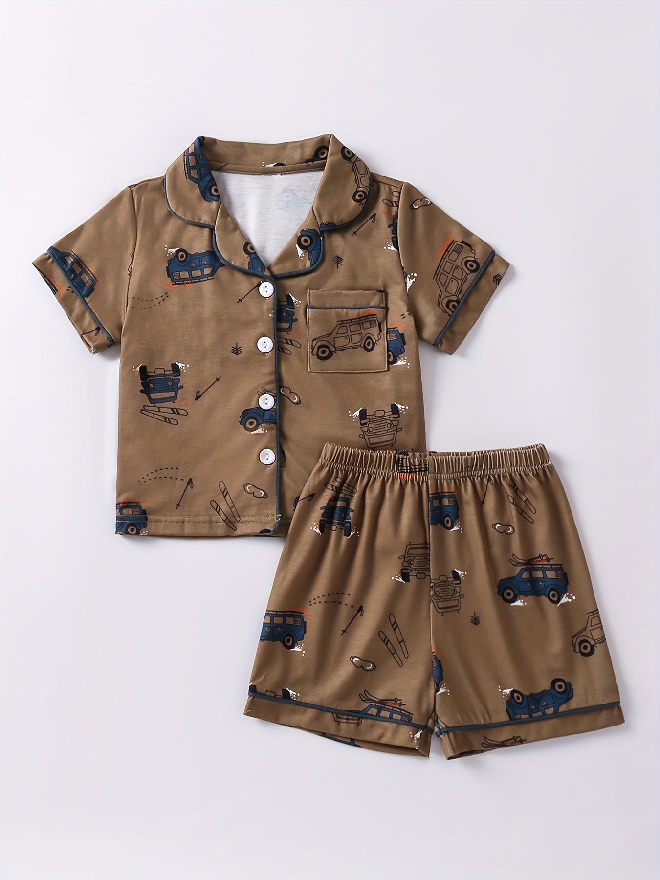 Boys 2pcs Car Print Lounge Wear Set