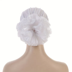 Mesh Flower Inner Cap Turban Elastic Underscarf Bonnet Women Head Wrap