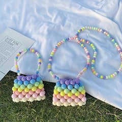 Kids Faux Pearl Beaded Mini Tote Bag