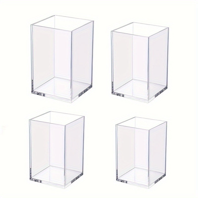 Acrylic Pen Holder Desktop Pencil Cup Organizer Clear Base