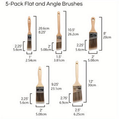 5pcs Professional Brush Set Nylon Polyester Flat Paint Brush Set