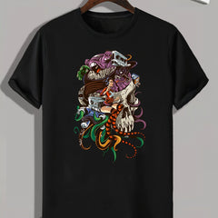 Skull Print Men's Graphic Tee for Summer