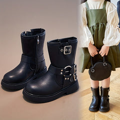 Vintage Casual Zipper Boots For Girls