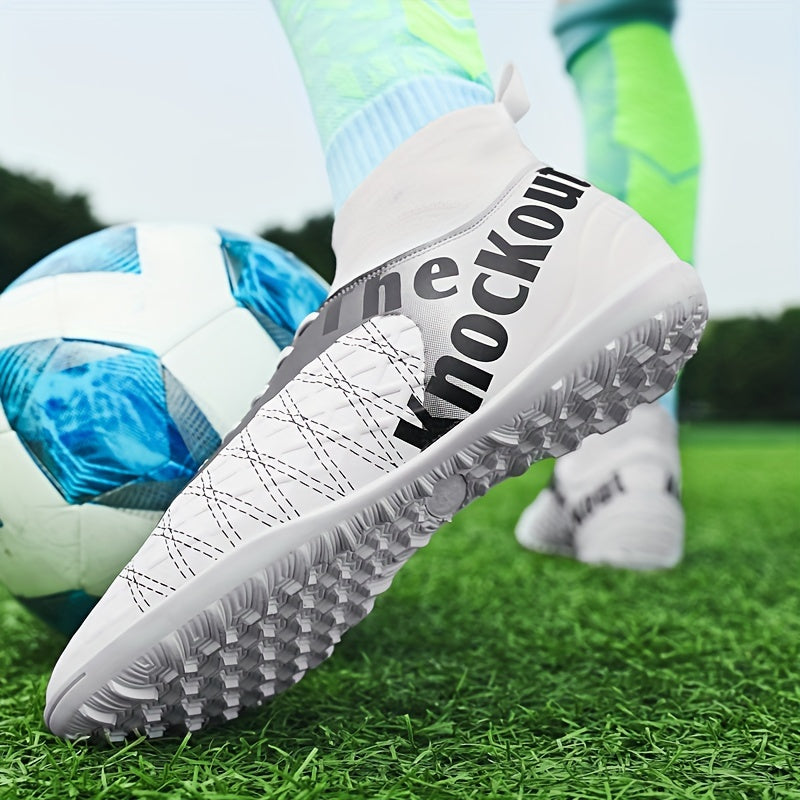 Boy's High Top TF Soccer Cleats Anti skid Breathable Football Bo