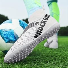 Boy's High Top TF Soccer Cleats Anti skid Breathable Football Bo