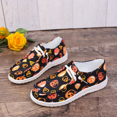 Halloween Pumpkin Pattern Flat Shoes Horror Style Sport Shoes