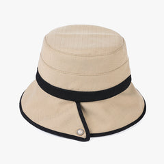 French Style Pearl Decor Edge Bucket Hat Sunscreen Beach Fisherman Cap